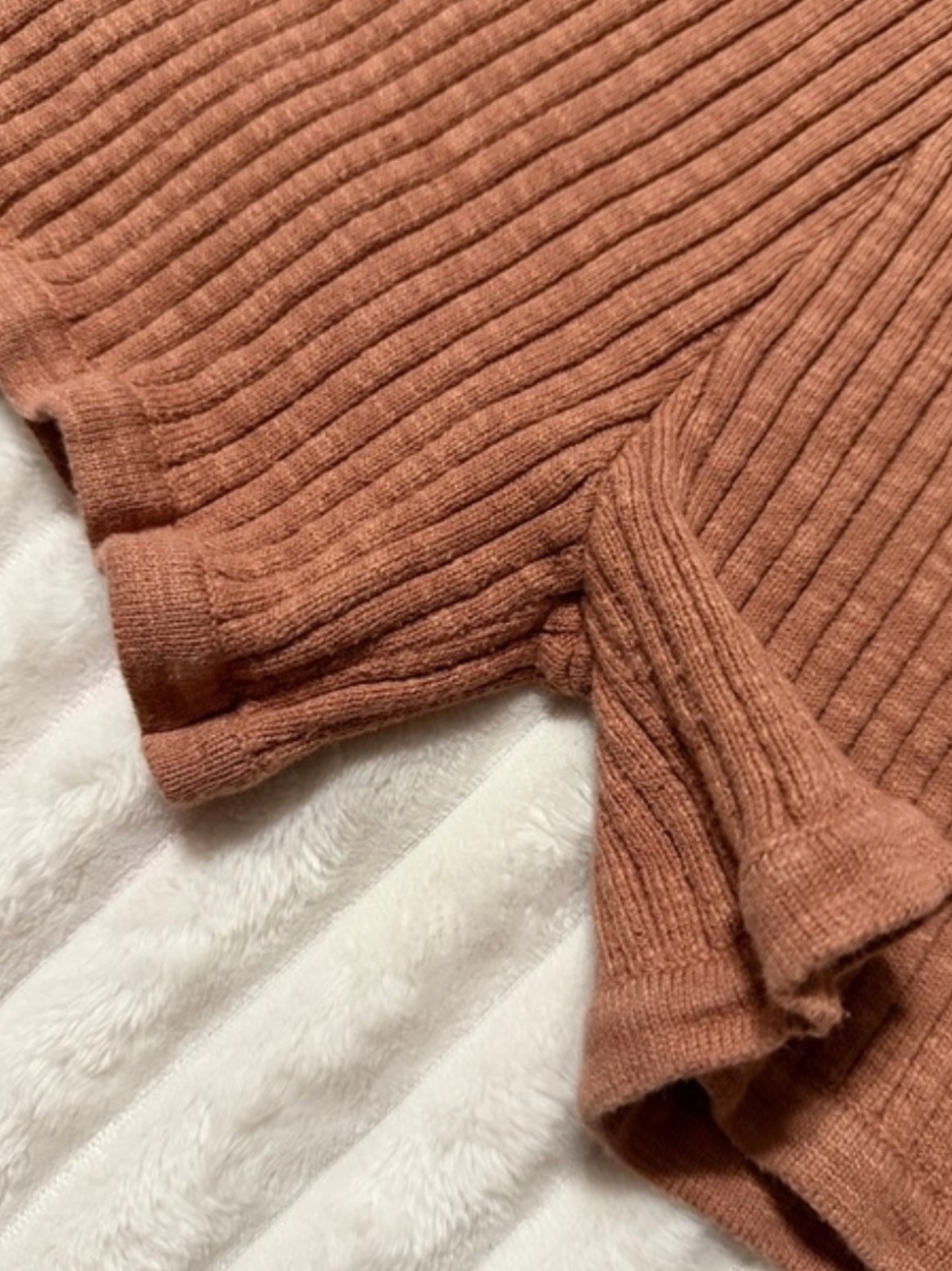 Free People Ribbed High-Waist Shorts — Rust - Picture 2 of 5